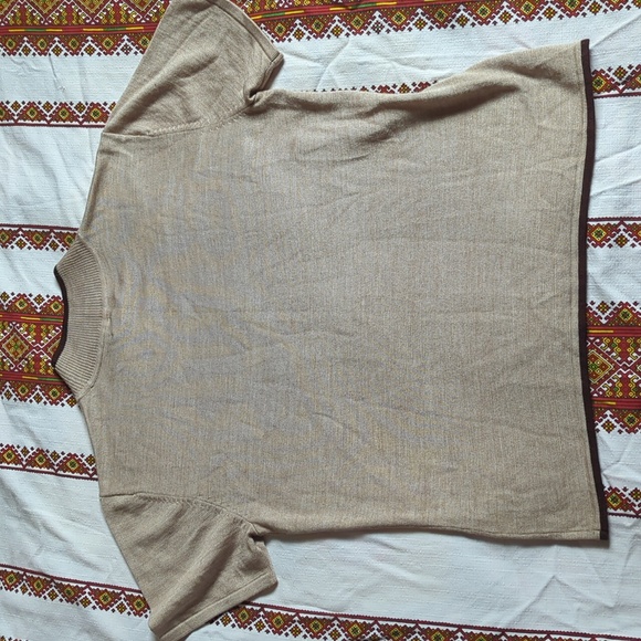 Beige Tahari ASL Short Sleeve Mock Turtleneck - Picture 6 of 7